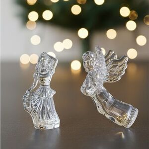 Set of 2 Waterford Crystal Ornaments Nine Ladies Dancing 2004 2nd Edition Angels